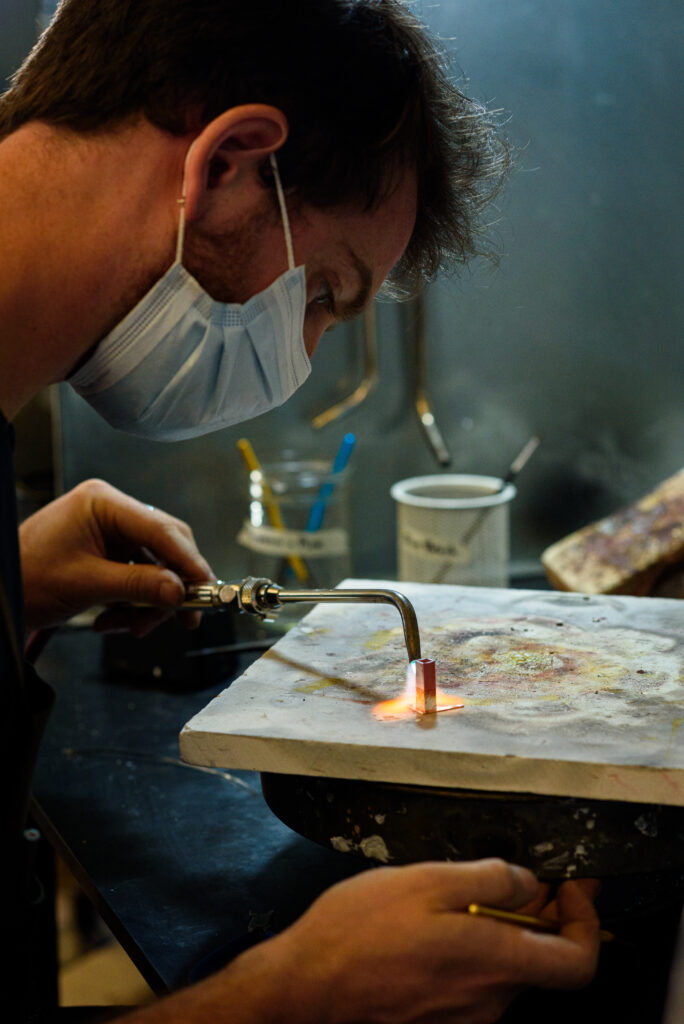 Students working in the metals lab at the Center for Visual and Performing Arts